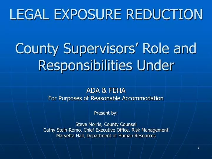 legal exposure reduction county supervisors role and responsibilities under