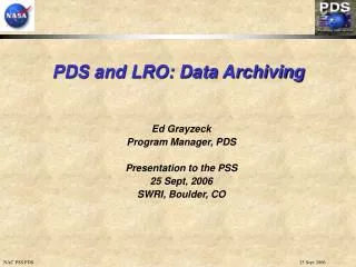 PDS and LRO: Data Archiving
