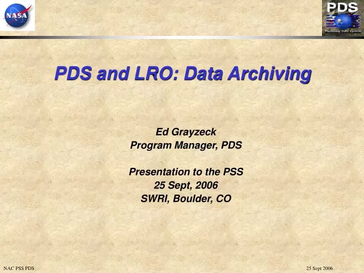 pds and lro data archiving
