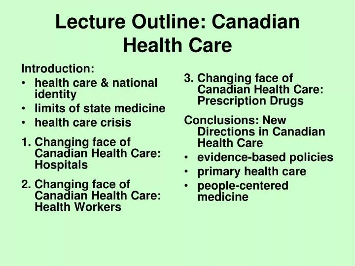 lecture outline canadian health care