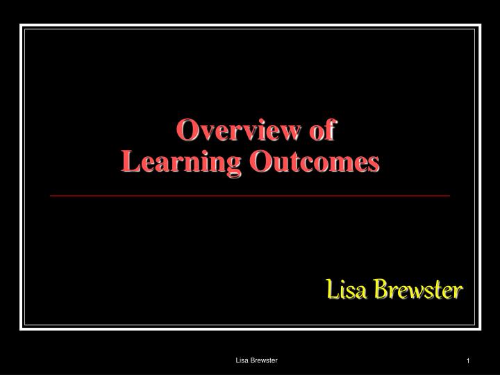 overview of learning outcomes