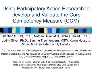 Using Participatory Action Research to Develop and Validate the Core Competency Measure (CCM)