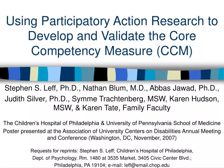 using participatory action research to develop and validate the core competency measure ccm