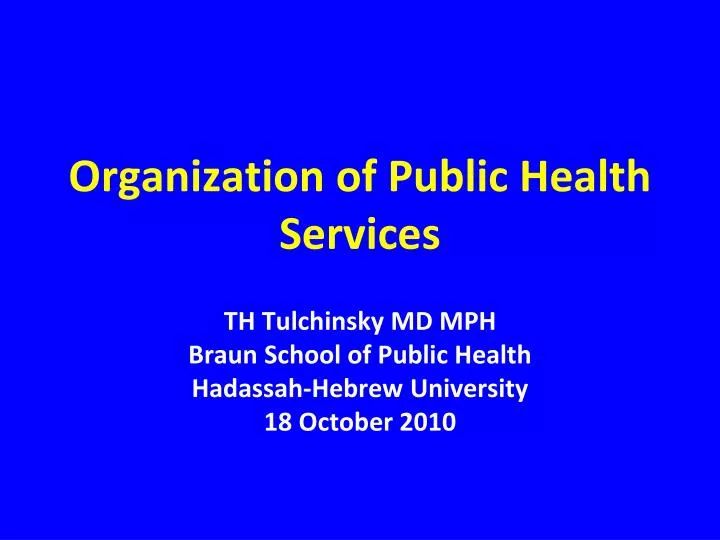 organization of public health services
