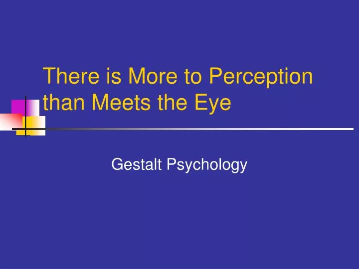 there is more to perception than meets the eye