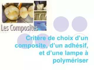 crit re de choix d un composite d un adh sif et d une lampe polym riser