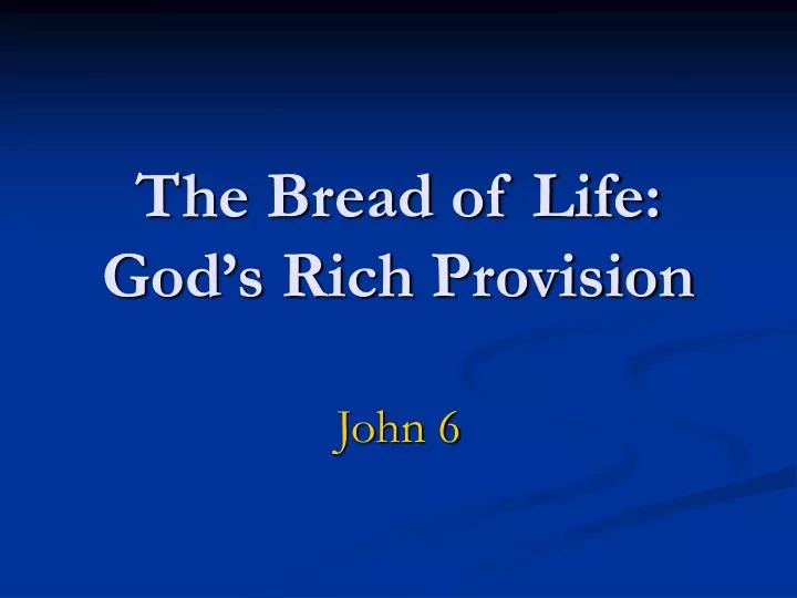 the bread of life god s rich provision