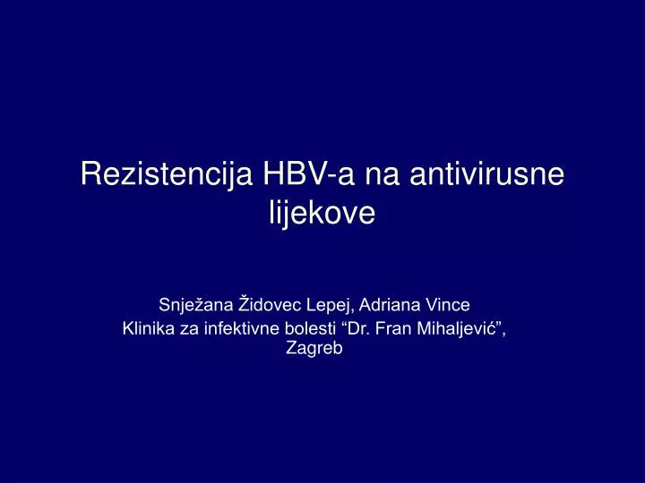 rezistencija hbv a na antivirusne lijekove