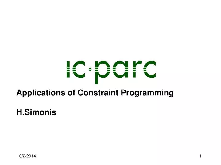 applications of constraint programming h simonis