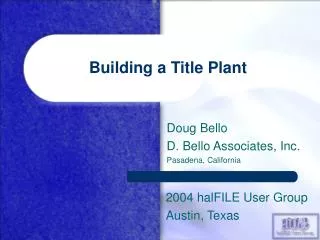Building a Title Plant