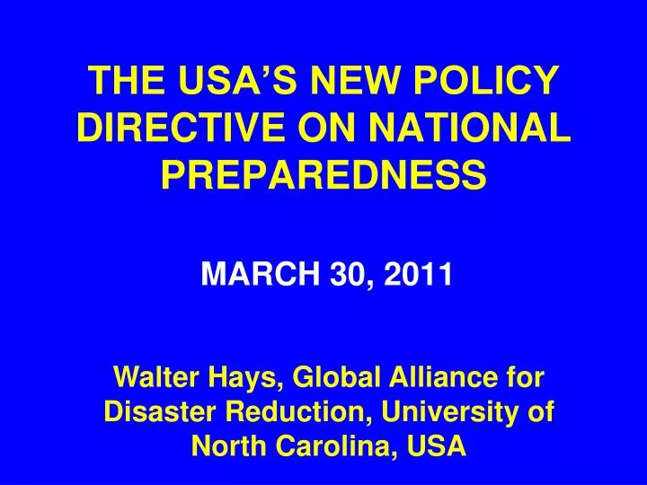 the usa s new policy directive on national preparedness
