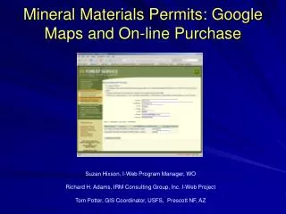 Mineral Materials Permits: Google Maps and On-line Purchase
