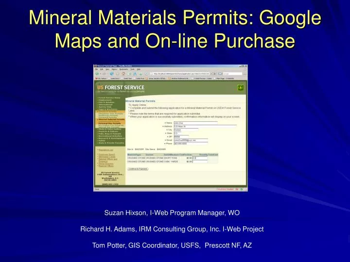 mineral materials permits google maps and on line purchase
