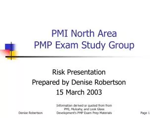PMI North Area PMP Exam Study Group