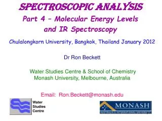 Spectroscopic Analysis Part 4 – Molecular Energy Levels and IR Spectroscopy