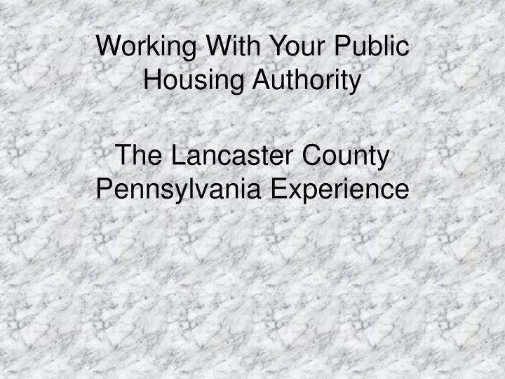 working with your public housing authority