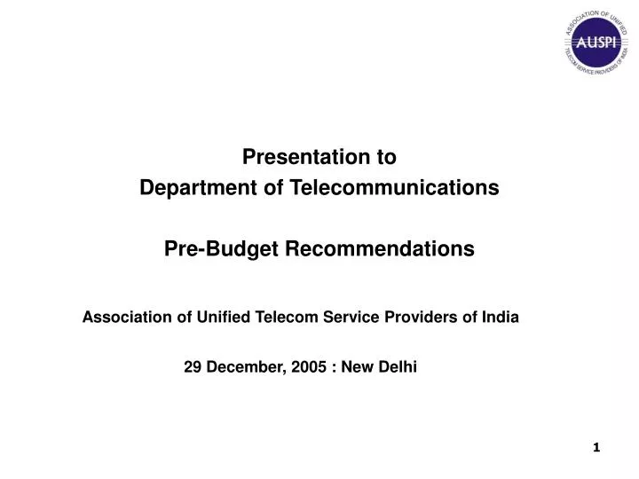 presentation to department of telecommunications pre budget recommendations