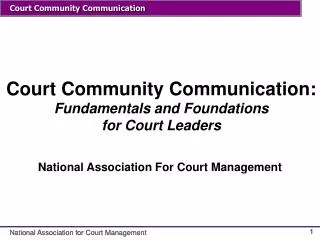Court Community Communication: Fundamentals and Foundations for Court Leaders
