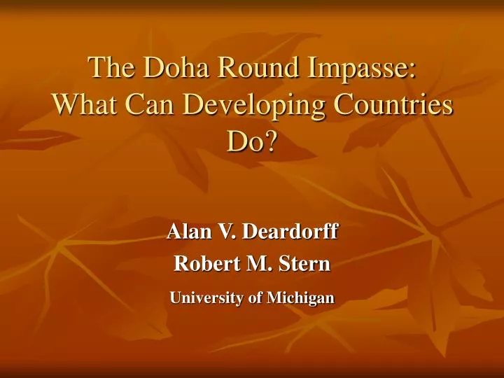 the doha round impasse what can developing countries do