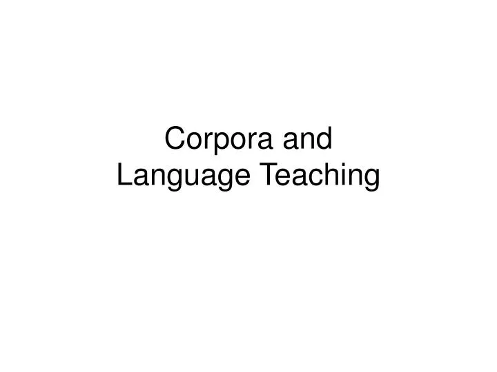 corpora and language teaching