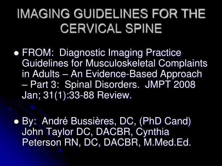 imaging guidelines for the cervical spine