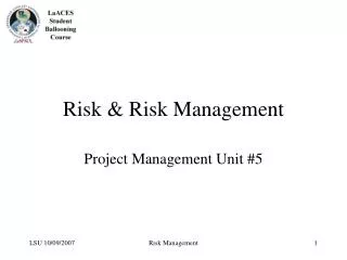 Risk &amp; Risk Management