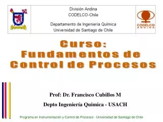 Prof: Dr. Francisco Cubillos M Depto Ingeniería Quimica - USACH