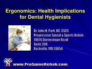 Ergonomics: Health Implications for Dental Hygienists