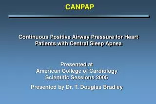 Continuous Positive Airway Pressure for Heart Patients with Central Sleep Apnea