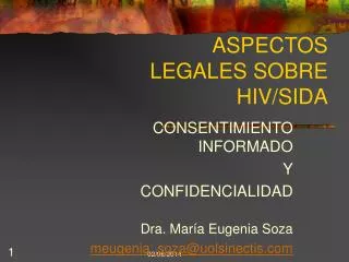 ASPECTOS LEGALES SOBRE HIV/SIDA
