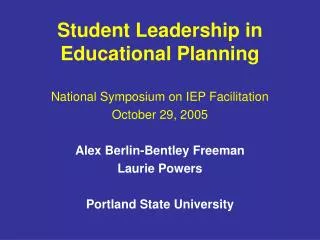 Student Leadership in Educational Planning
