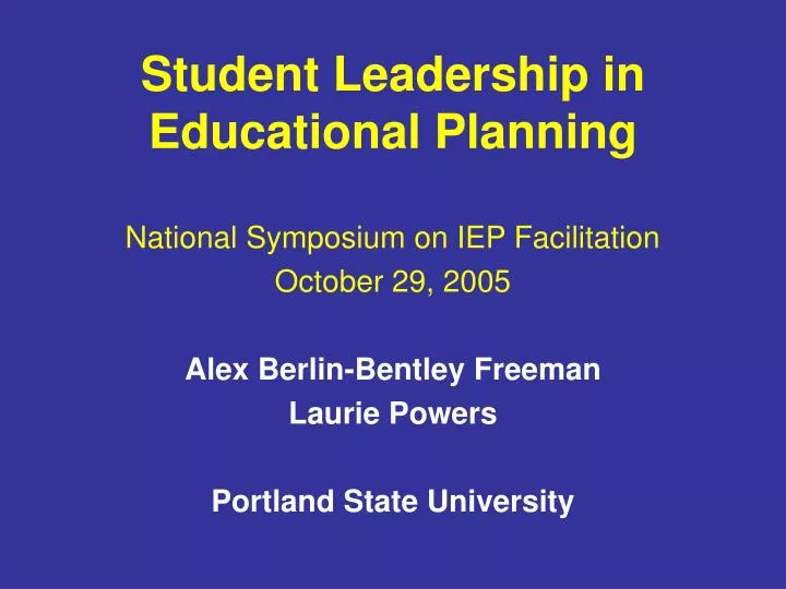 student leadership in educational planning
