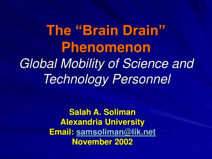the brain drain phenomenon global mobility of science and technology personnel
