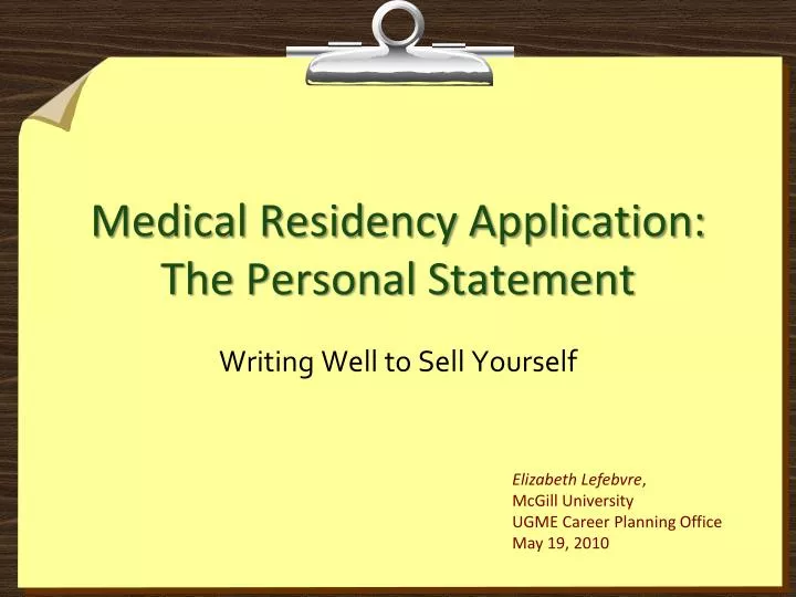 medical residency application the personal statement