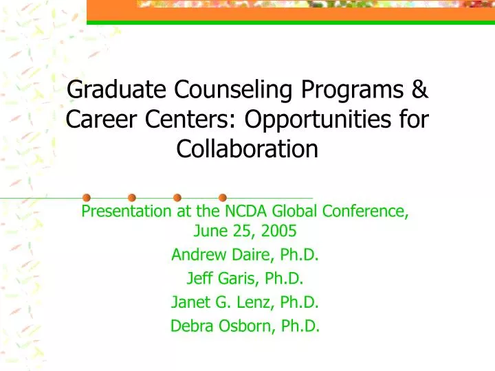 graduate counseling programs career centers opportunities for collaboration
