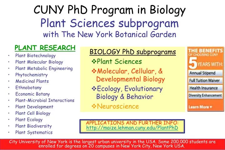cuny phd program in biology plant sciences subprogram with the new york botanical garden