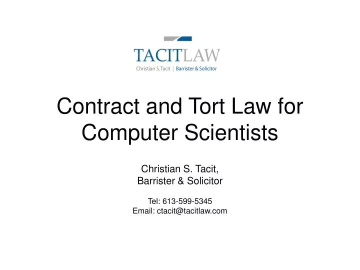 contract and tort law for computer scientists