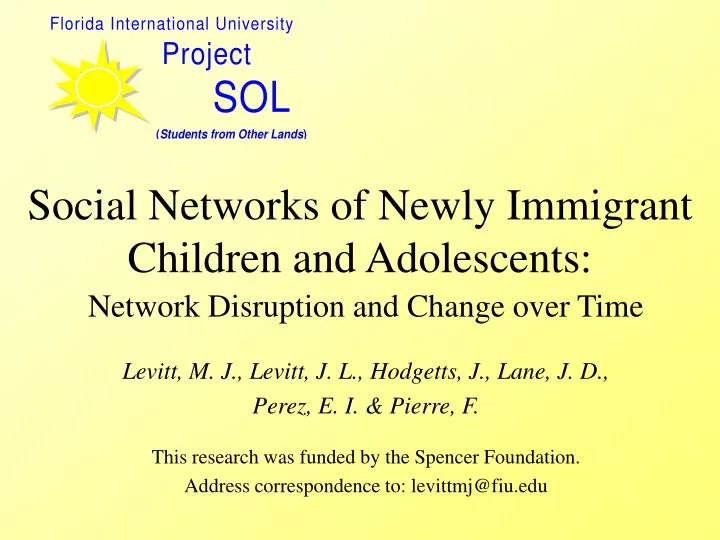social networks of newly immigrant children and adolescents