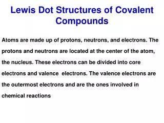 Lewis Dot Structures of Covalent Compounds