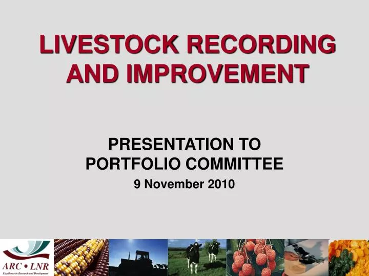 livestock recording and improvement