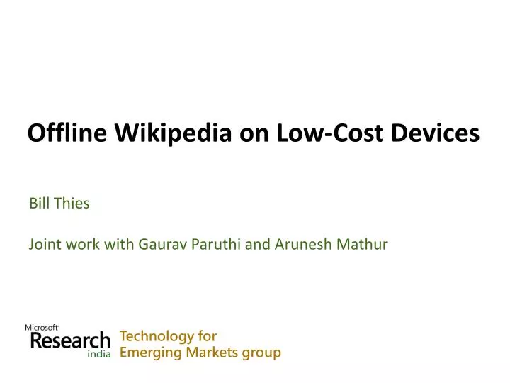 offline wikipedia on low cost devices
