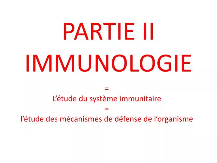 partie ii immunologie