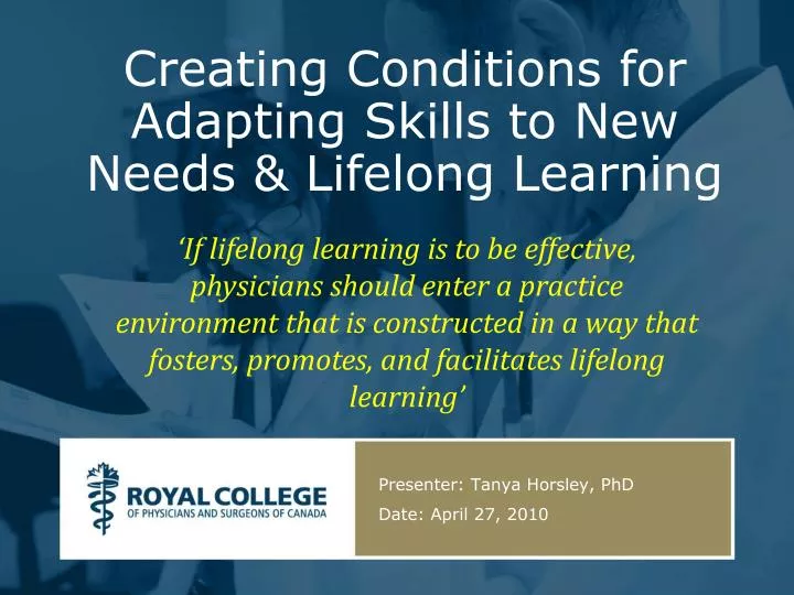 creating conditions for adapting skills to new needs lifelong learning