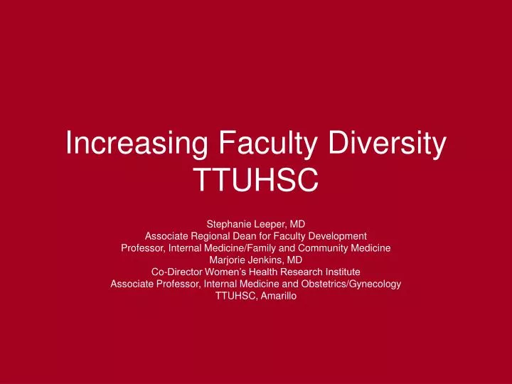 increasing faculty diversity ttuhsc