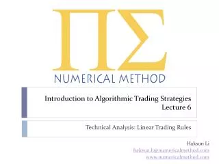 Introduction to Algorithmic Trading Strategies Lecture 6