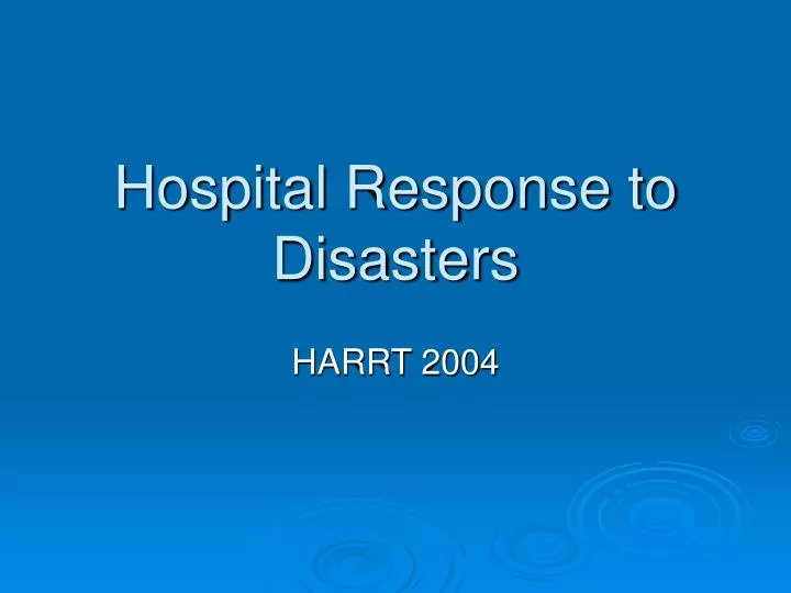 hospital response to disasters