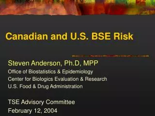 Canadian and U.S. BSE Risk