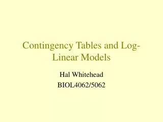 Contingency Tables and Log-Linear Models