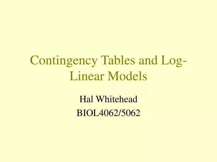 contingency tables and log linear models
