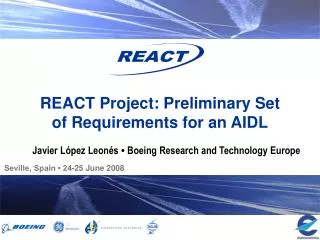 REACT Project: Preliminary Set of Requirements for an AIDL